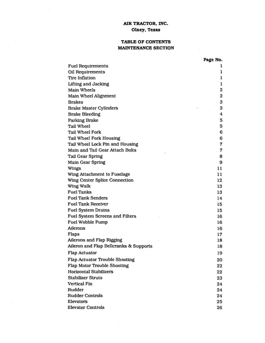 Air Tractor, Inc. AT-401 Air Tractor Agricultural Owner's, Maintenance Manual