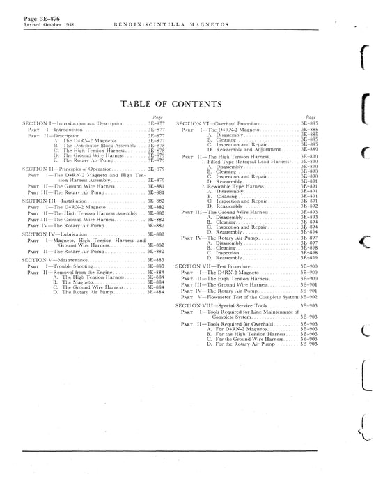 Bendix-Scintilla Ignition System Used on R-4360 Wasp Service Instructions Form L-153-2