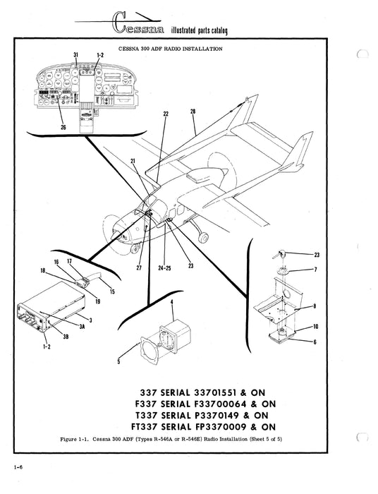 Cessna Avionics Installations for 177RG, 182, 206, 210 & 337 Models 1974 & 1975 Service/Parts Manuals D4540-13