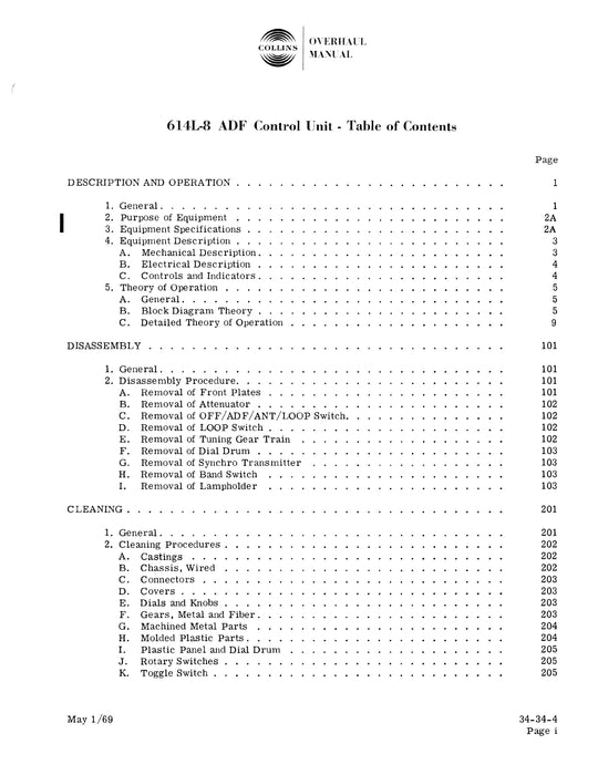 Collins 614L-8 ADF Control Unit Overhaul Manual 523-0755493-801113