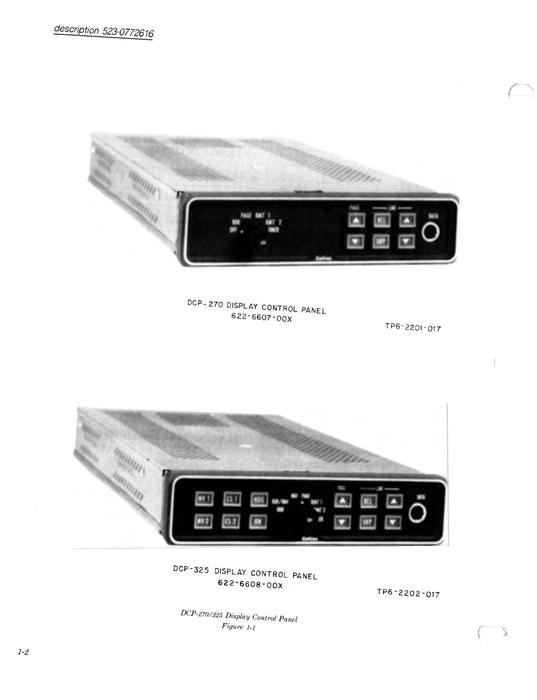 Collins DCP-270/325 Display Control Panel Instruction Book 523-0772615-00111A