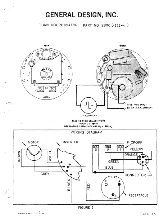 General Design Turn Coordinator Part No 2800 (4275-4) Overhaul Manual