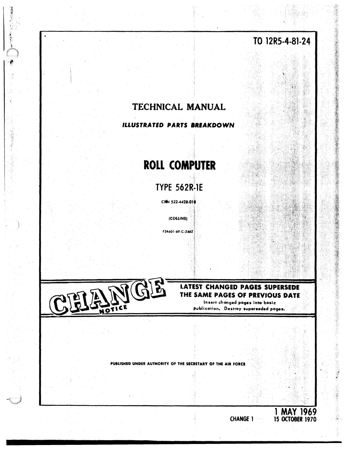 Collins 562R-1E Roll Computer Illustrated Parts Manual TO 12R5-4-81-24 ...