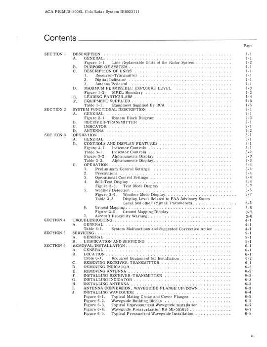 RCA - Primus - Honeywell - Sperry Primus 300SL Color Radar System Description & Installation Manual (IB8023111)