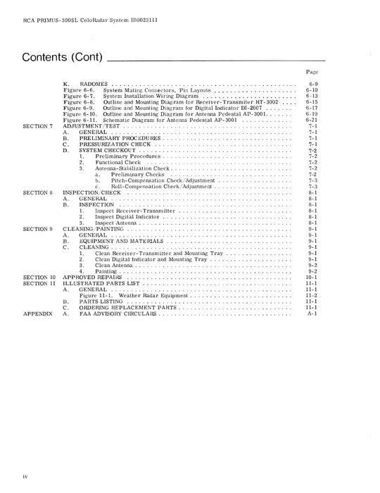 RCA - Primus - Honeywell - Sperry Primus 300SL Color Radar System Description & Installation Manual (IB8023111)