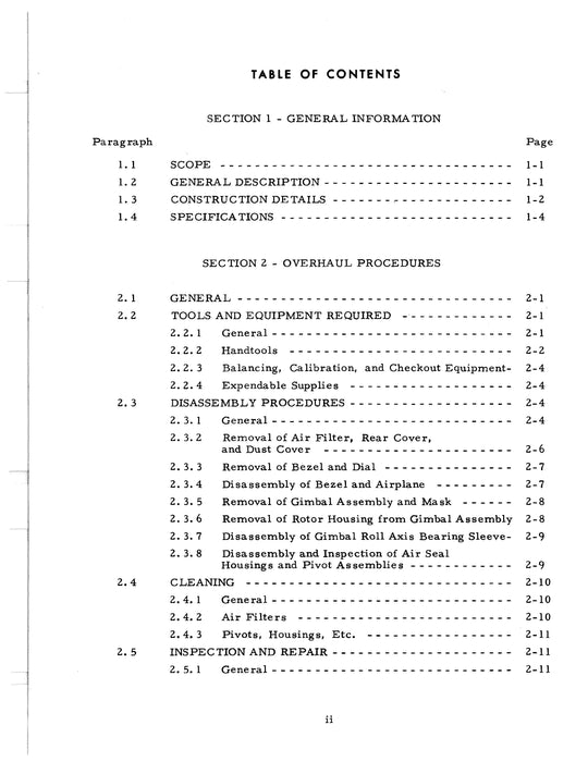 Beechcraft H-14 Autopilot AIM 300 Horizon Reference Indicator Overhaul Instructions 92-30615