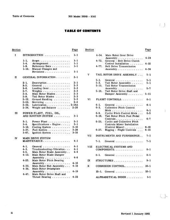 Hughes 300 Model 269B Helicopter Maintenance Instructions 1965