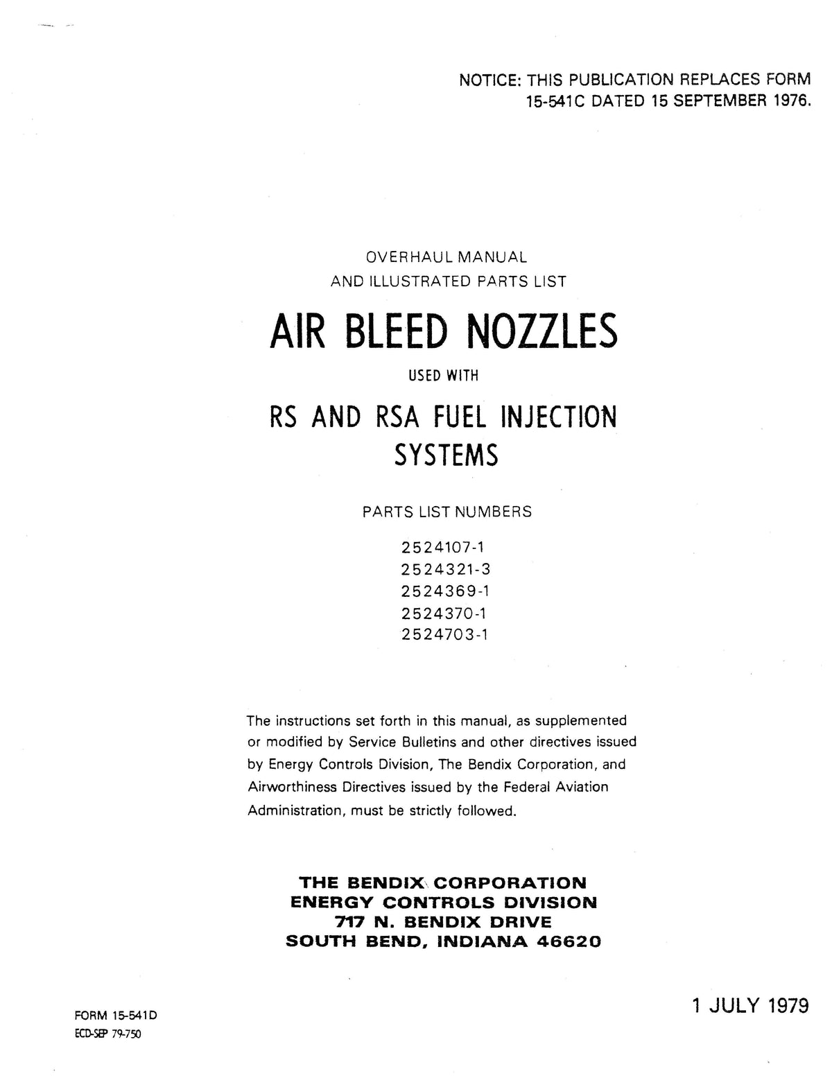 Bendix Air Bleed Nozzles Used With RS & RSA Fuel Injection Systems Ove ...