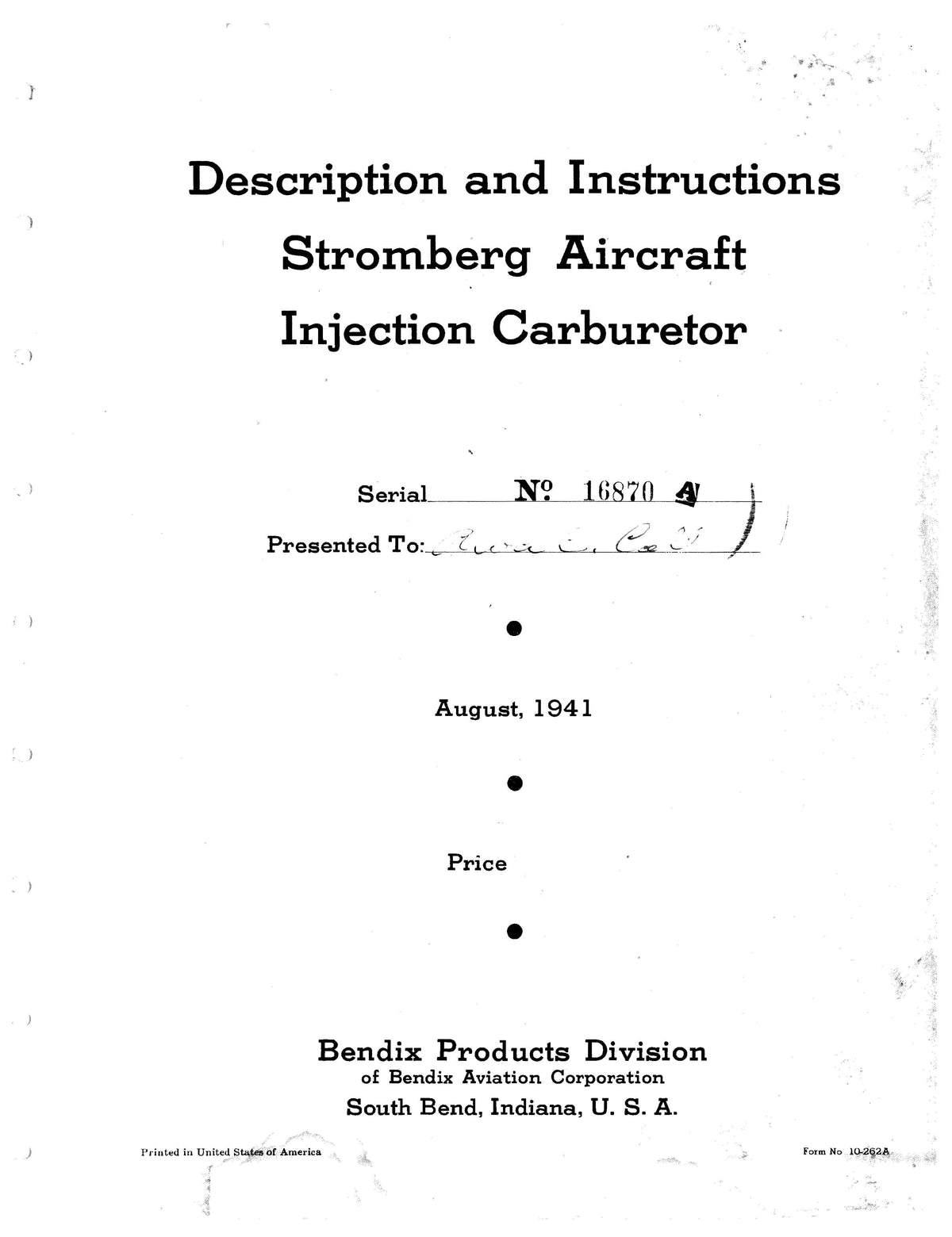 Bendix Stromberg Injector Carburetor PT-13 Description and Instruction ...