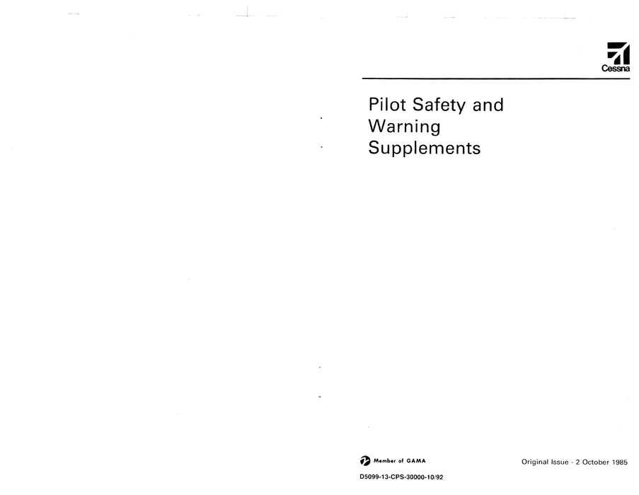 Cessna Pilot Safety and Warning Supplements D5099-13