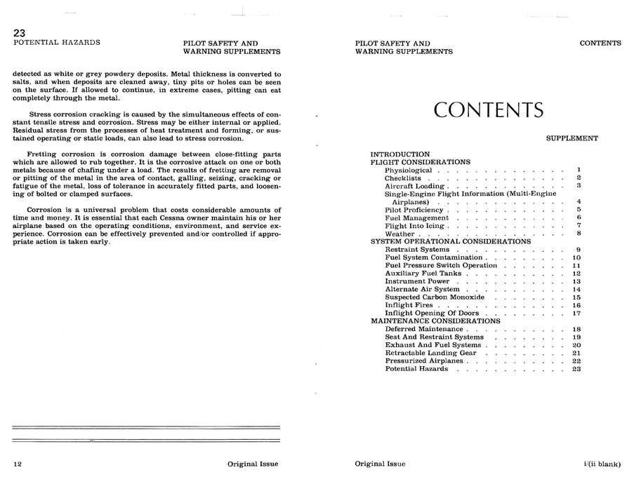 Cessna Pilot Safety and Warning Supplements D5099-13