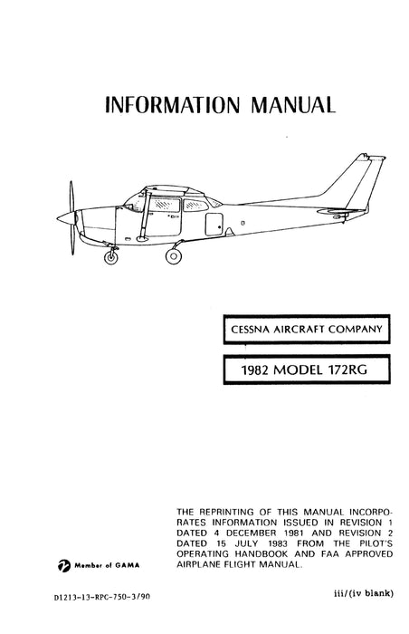 Cessna Cutlass RG Model 172RG 1982 Pilot's Information Manual D1213-13