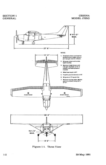 Cessna Cutlass RG Model 172RG 1982 Pilot's Information Manual D1213-13