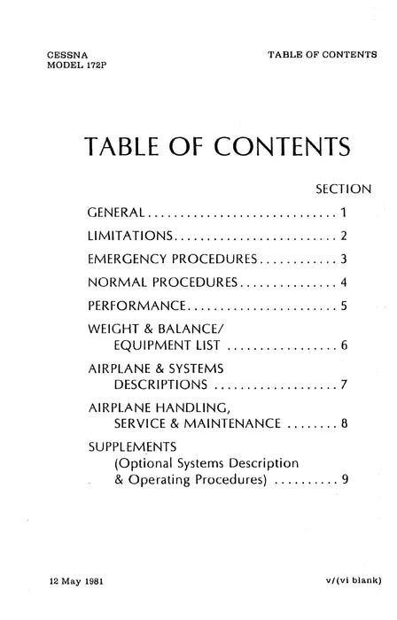 Cessna 172P Skyhawk 1982 Information Manual D1212-13
