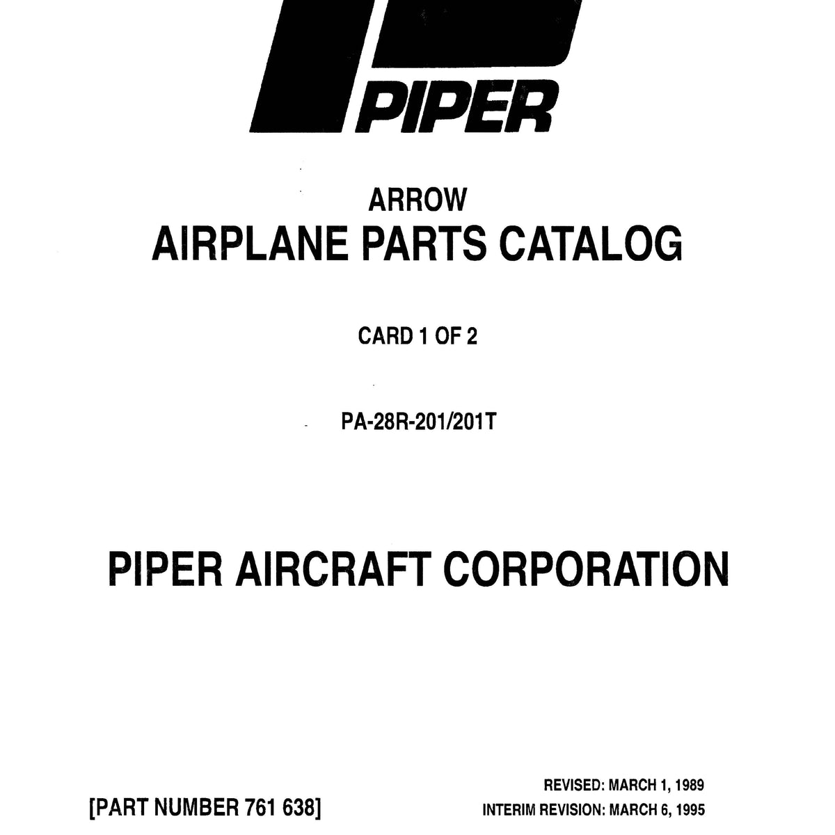 arsページ Piper PA28R-201 Arrow III,201T Turbo Parts Catalog (761-638