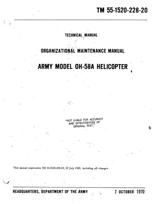 Bell Helicopter OH-58A Organizational Maintenance Manual 55-1520-228-20