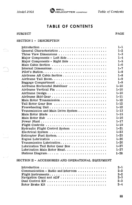 Bell JetRanger Model 206A Owners Manual