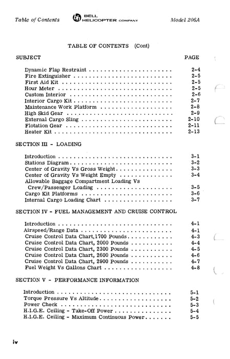 Bell JetRanger Model 206A Owners Manual