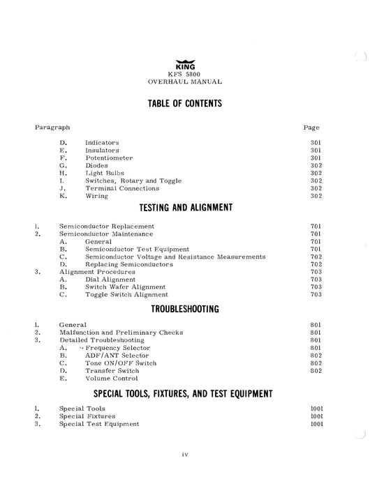 King KFS5800 ADF Frequency Selector Overhaul Manual 006-5048-00