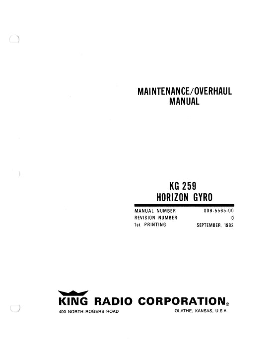 King KG 259 Horizon Gyro Maintenance, Overhaul, Installation 006-5565-00