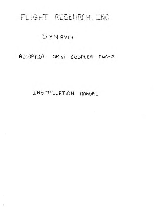 Flight Research Inc Dynavia Autopilot OMNI Coupler ANC-3 Installation Manual