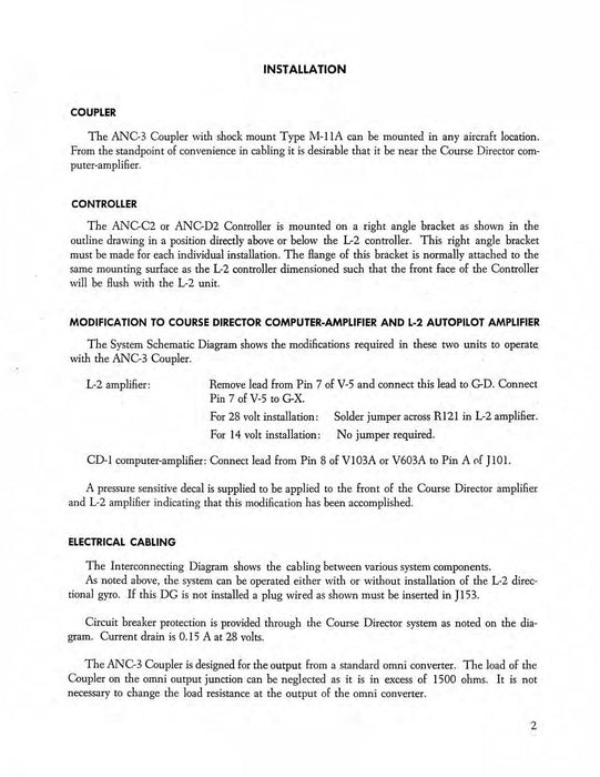 Flight Research Inc Dynavia Autopilot OMNI Coupler ANC-3 Installation Manual