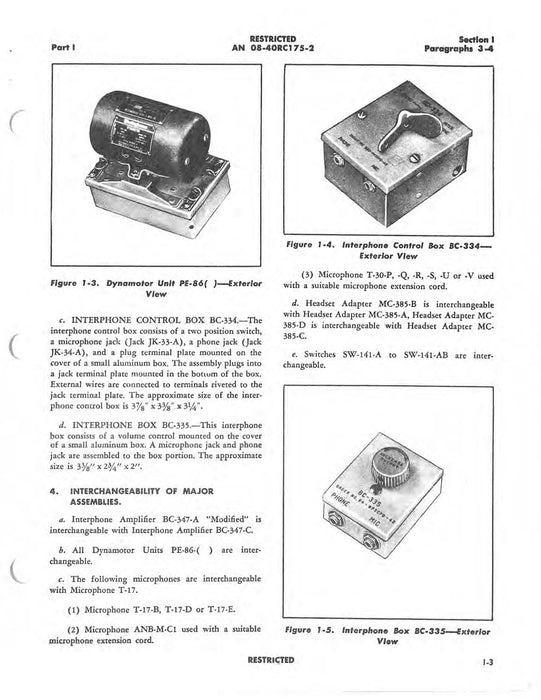 Interphone Equipments RC-34, -35, -35-Z, -36, -36-B, -51, -175 Maintenance Instructions 16-40RC175-2