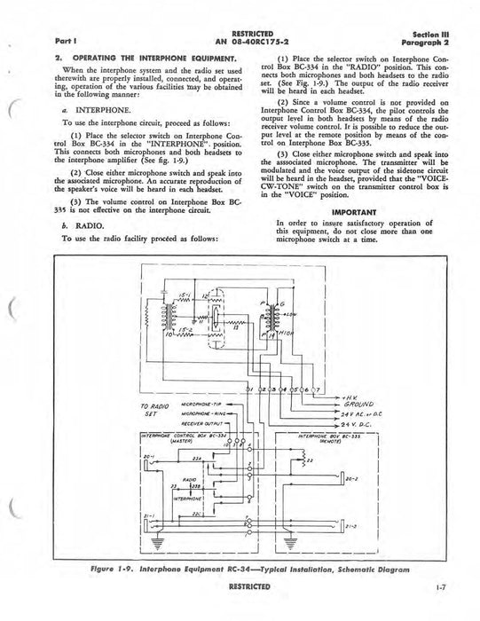 Interphone Equipments RC-34, -35, -35-Z, -36, -36-B, -51, -175 Maintenance Instructions 16-40RC175-2