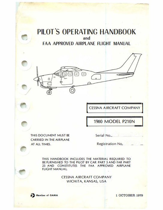 Cessna P210N 1980 Pilot's Operating Handbook