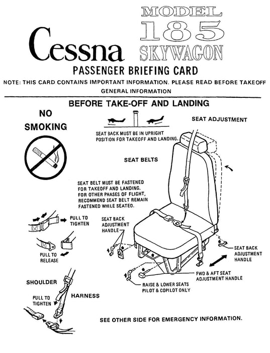 Cessna 185 Skywagon Passenger Briefing Cards (CE185-PBC-C)