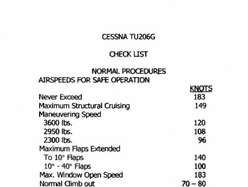 Cessna Turbo U206 Pilot's Checklist (CETU206-CL-C)