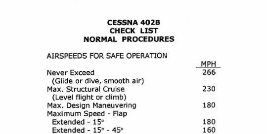 Cessna 402 Pilot's Checklist (CE402BCL)
