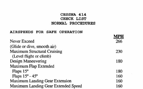 Cessna 414 Pilot's Checklist (CE414CL)