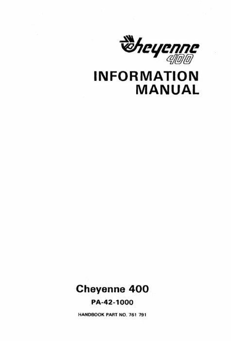 Piper PA-42-1000 Cheyenne 400 Pilot's Information Manual (761-791)