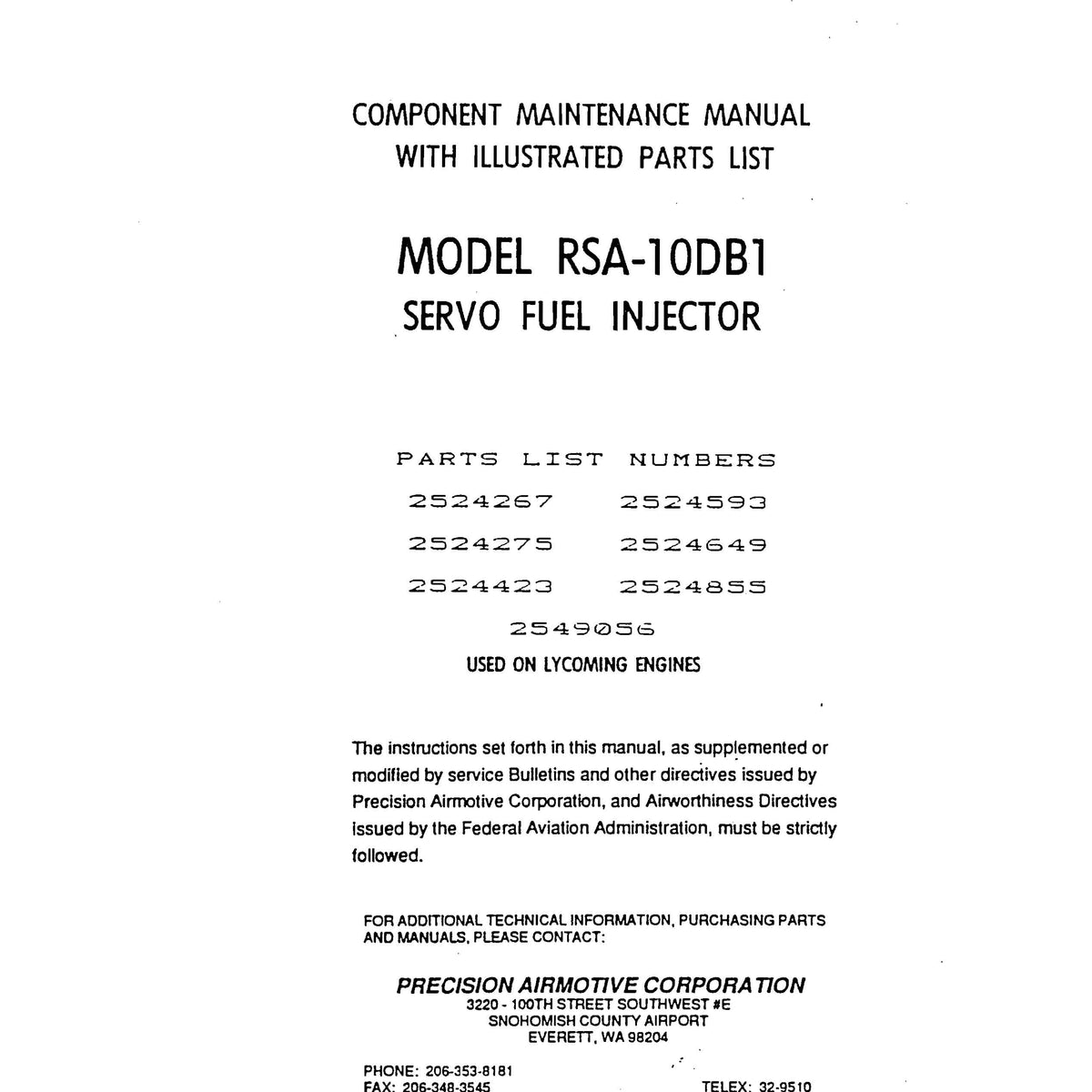 Bendix RSA-10DB1 Fuel Injector Maintenance Manual With Parts (15