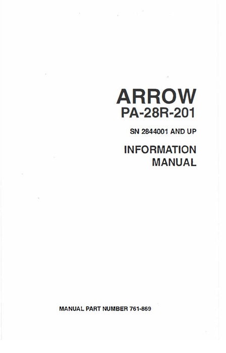 Piper PA-28R-201 Arrow Information Manual (761-869)