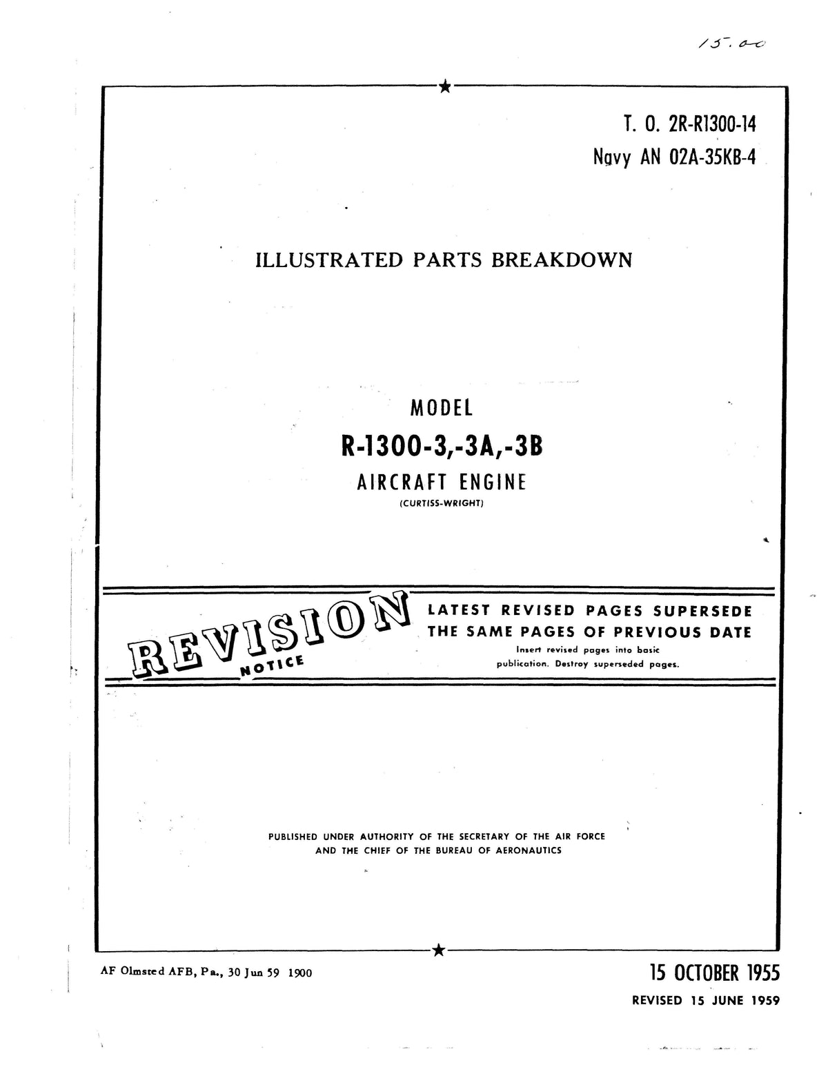 Wright Aeronautical R13003,3A,3B Parts Catalog (2RR130014