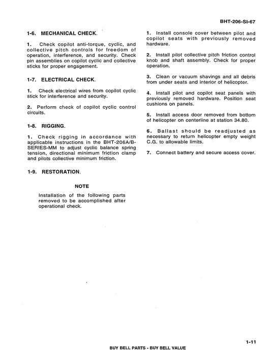 Bell Helicopter 206 Service Instructions for Dual Controls, Quick Disconnect BHT-206-SI-67