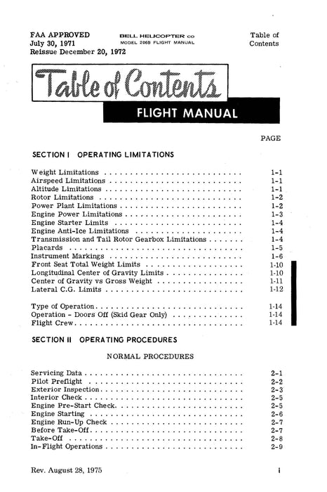 Bell Helicopter 206B Bell Jet Ranger II Flight Manual
