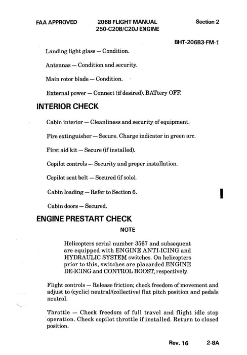 Bell Helicopter 206B Bell Jet Ranger IIl Flight Manual