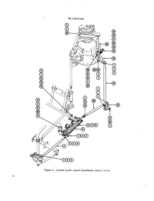 Bell Helicopter H-13C, D, E, G  Installation of Cyclic Control Hydraulic Boost System T.O. 1-1H-13-514