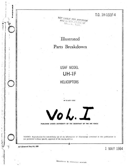 Bell Helicopter UH-1F 1964 Illustrated Parts Breakdown T.O. 1H-1(U)F-4