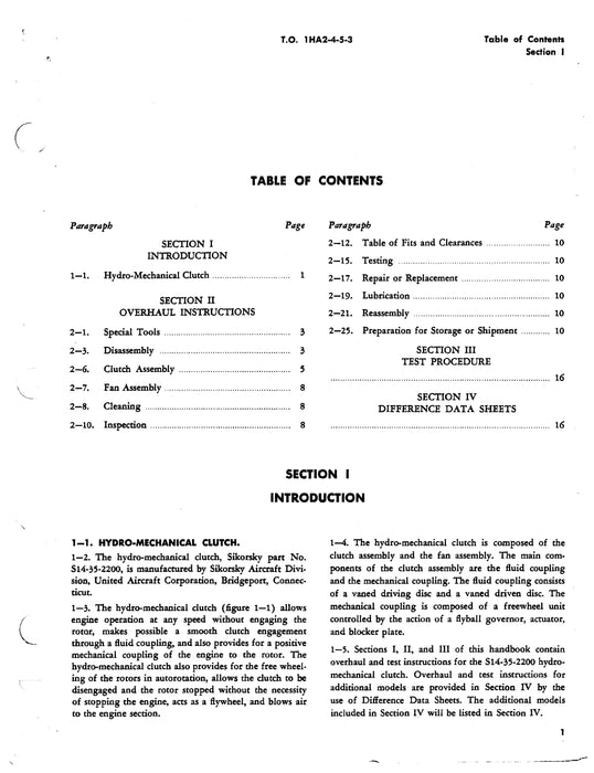 Sikorsky Helicopters Hydro-Mechanical Clutch Assembly Overhaul Manual (1HA2-4-5-3)