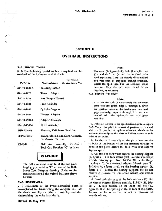 Sikorsky Helicopters Hydro-Mechanical Clutch Assembly Overhaul Manual (1HA2-4-5-3)