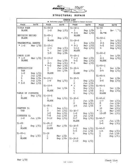 B727 Checklist Boeing 727 Boeing Structural Repair (BO727-SR-C) — Essco Aircraft
