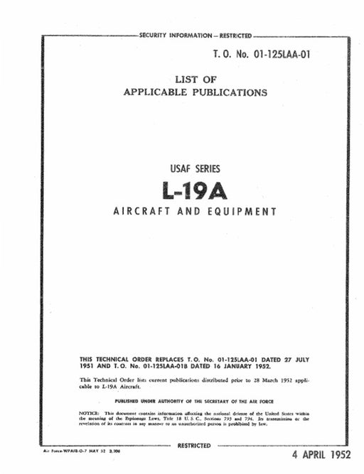 L Code L1932 Cessna L19 Series — Essco Aircraft