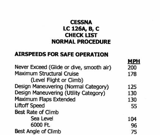 Cessna LC-126 Series Pilot's Checklist (CELC126-CL-C)