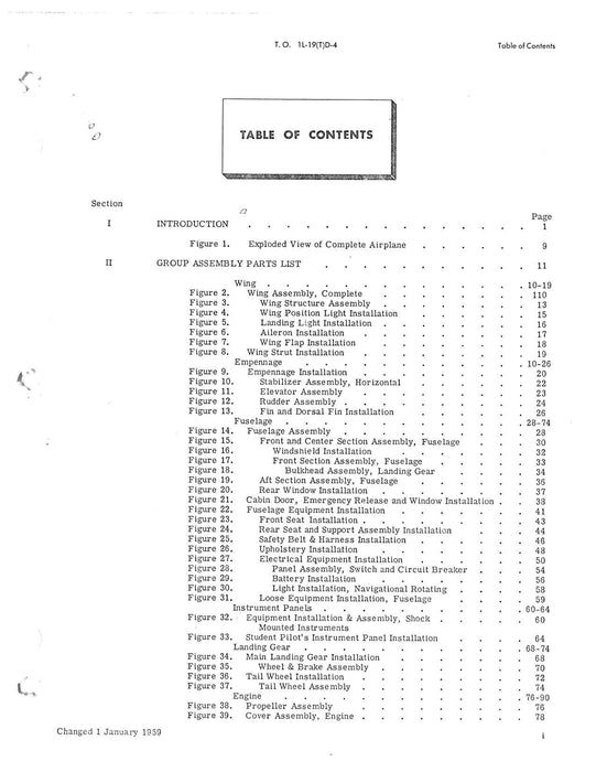 Cessna TL-19D Series 1957 Illustrated Parts Breakdown (1L-19(T)D-4)