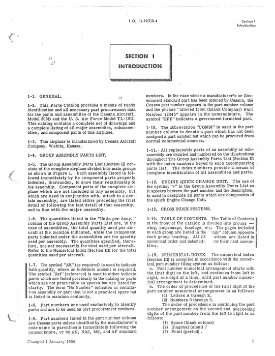 Cessna TL-19D Series 1957 Illustrated Parts Breakdown (1L-19(T)D-4)