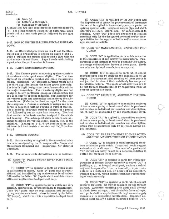 Cessna TL-19D Series 1957 Illustrated Parts Breakdown (1L-19(T)D-4)